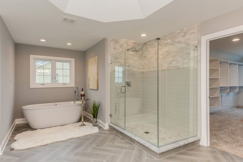 Elegant walk-in shower with glass doors